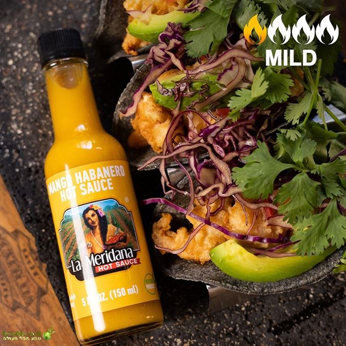 רוטב חריף פלפל הבנרו מנגו ללא גלוטן La Meridana Mango Habanero Hot Sauce