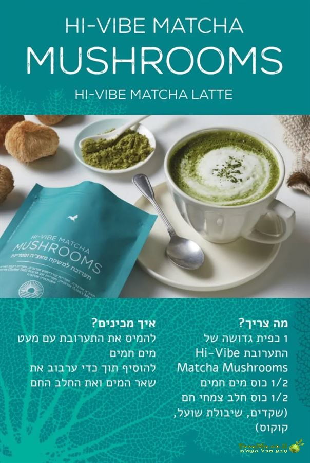 תערובת למשקה מאצ'ה פטריות  HI-VIBE MATCHA MUSHROOMS 2