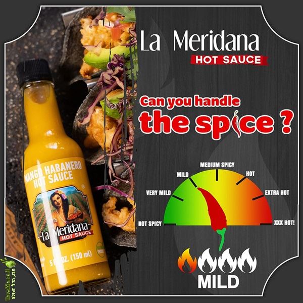 רוטב חריף פלפל הבנרו מנגו ללא גלוטן La Meridana Mango Habanero Hot Sauce